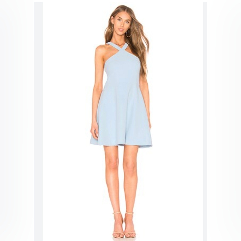 LIKELY/ REVOLVE Elegant babyblue halter dress